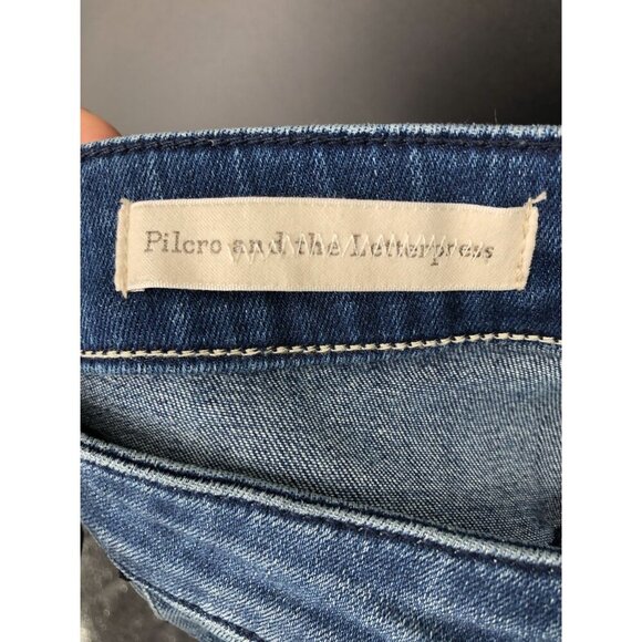 Pilcro Anthropologie Women's Distressed Skinny Jeans 29 Blue Medium Wash - Picture 4 of 10